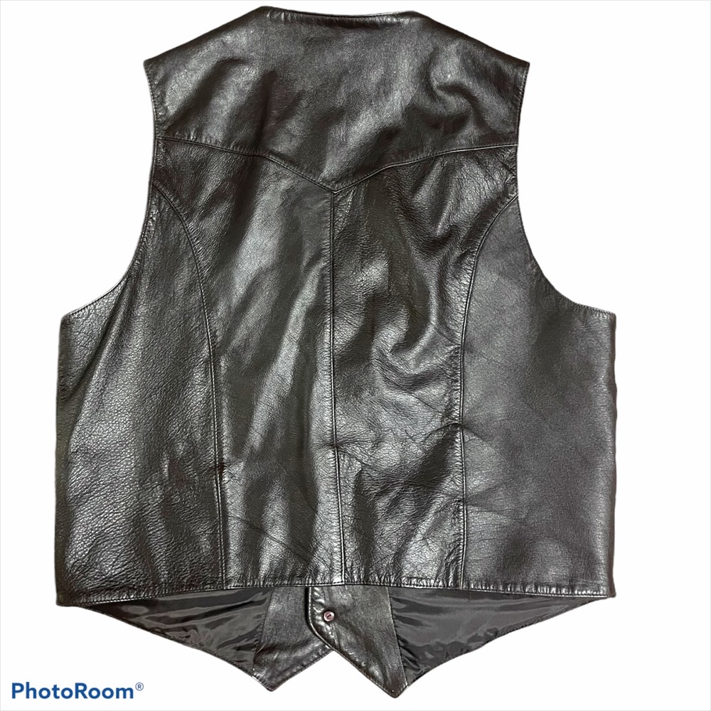 Adler Vintage leather button moto vest brown L - Picture 7 of 16
